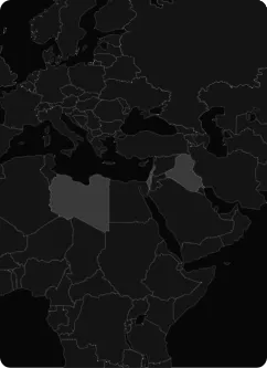 Map of Iraq, Libya, Palestine
